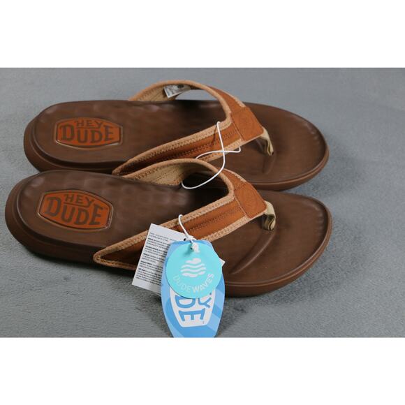 Hey Dude Mens Size 12 Brown Flip Flop Sandals Comfort Foam DUDEWAVES Beach NWT main image 8